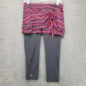 Athleta Pants Womens Small Gray & Pink Striped Skirted Leggings *Read*